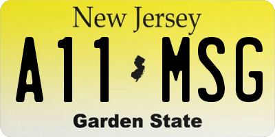 NJ license plate A11MSG