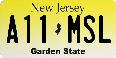 NJ license plate A11MSL