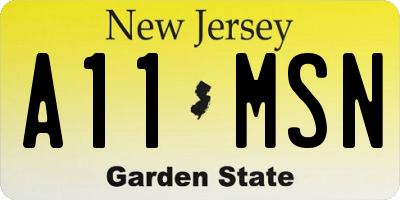 NJ license plate A11MSN