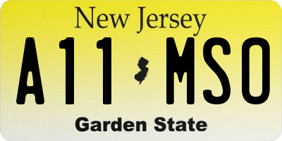 NJ license plate A11MSO
