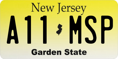 NJ license plate A11MSP