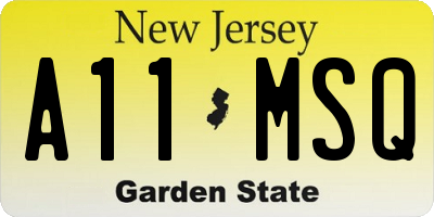 NJ license plate A11MSQ
