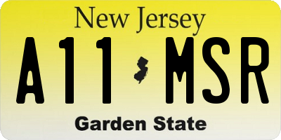 NJ license plate A11MSR