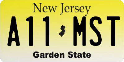 NJ license plate A11MST