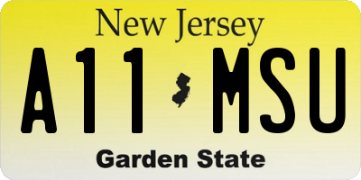 NJ license plate A11MSU
