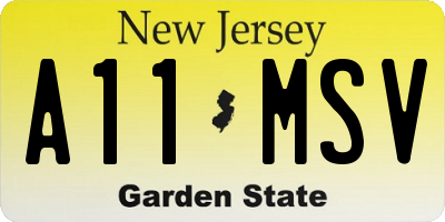 NJ license plate A11MSV