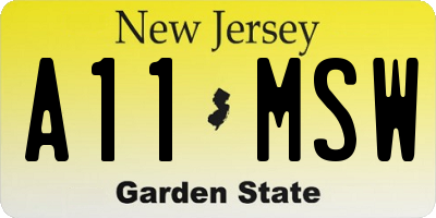 NJ license plate A11MSW