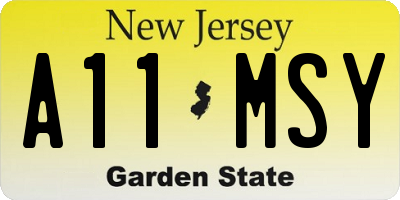 NJ license plate A11MSY