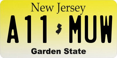 NJ license plate A11MUW