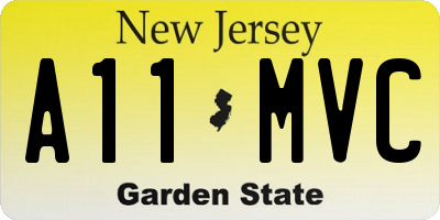 NJ license plate A11MVC