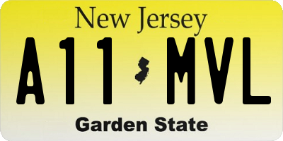 NJ license plate A11MVL
