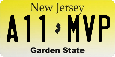 NJ license plate A11MVP