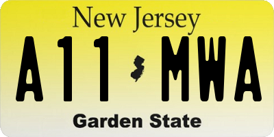 NJ license plate A11MWA
