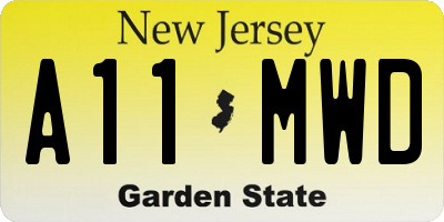 NJ license plate A11MWD