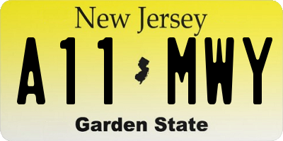 NJ license plate A11MWY