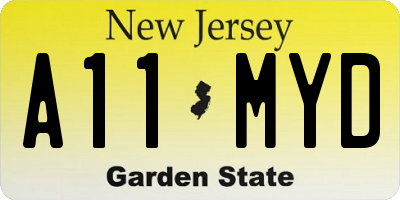 NJ license plate A11MYD