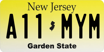NJ license plate A11MYM
