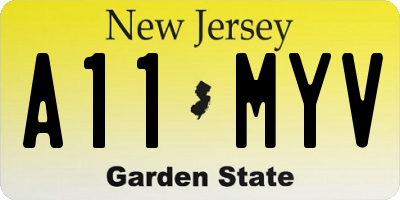 NJ license plate A11MYV