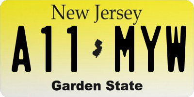 NJ license plate A11MYW