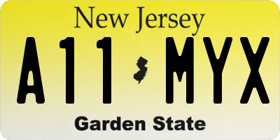NJ license plate A11MYX