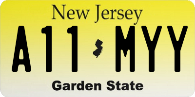 NJ license plate A11MYY