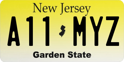 NJ license plate A11MYZ