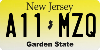 NJ license plate A11MZQ