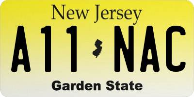 NJ license plate A11NAC