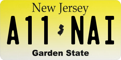 NJ license plate A11NAI