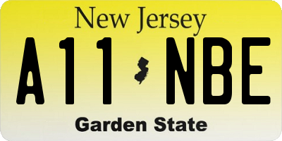 NJ license plate A11NBE