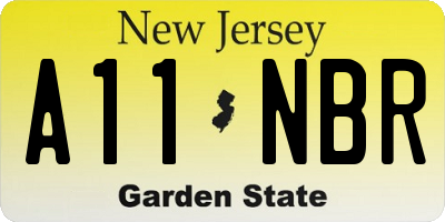 NJ license plate A11NBR