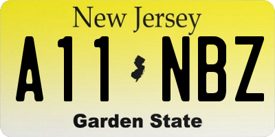NJ license plate A11NBZ