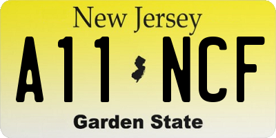 NJ license plate A11NCF