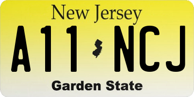 NJ license plate A11NCJ