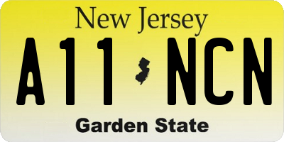 NJ license plate A11NCN