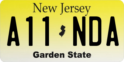 NJ license plate A11NDA