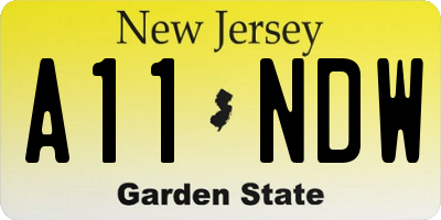 NJ license plate A11NDW