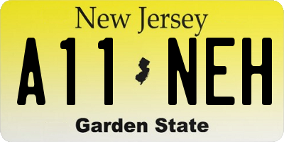 NJ license plate A11NEH