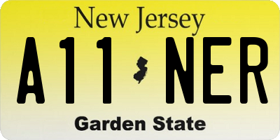 NJ license plate A11NER