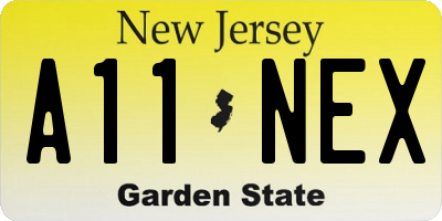 NJ license plate A11NEX