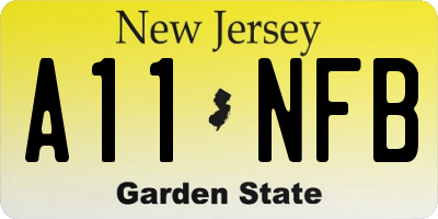 NJ license plate A11NFB