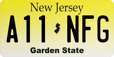 NJ license plate A11NFG