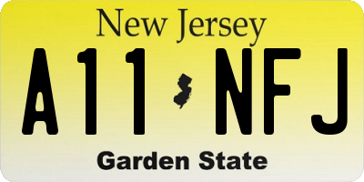 NJ license plate A11NFJ