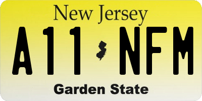 NJ license plate A11NFM