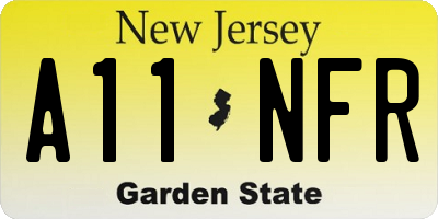 NJ license plate A11NFR