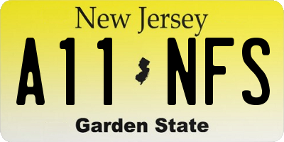 NJ license plate A11NFS