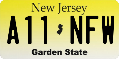 NJ license plate A11NFW