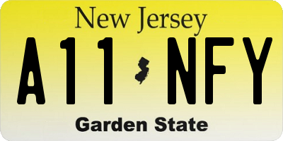 NJ license plate A11NFY