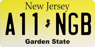 NJ license plate A11NGB