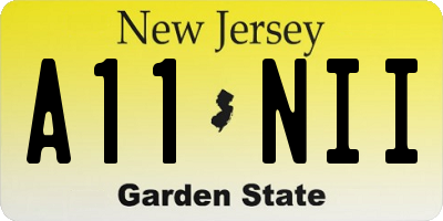 NJ license plate A11NII